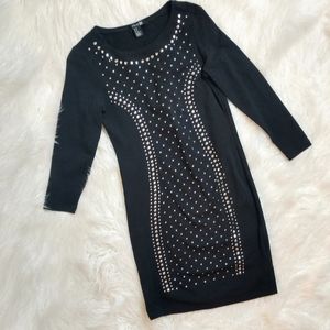 F21 Silver Studded Black Bodycon Dress